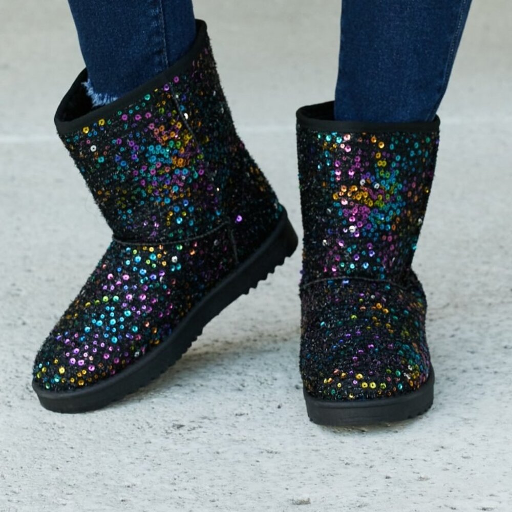 NWT Forever Link Multicolored Sequin Snow Boots - Picture 2 of 3